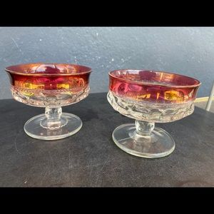 Art Glass King’s Crown Ruby Flash Dessert Dishes